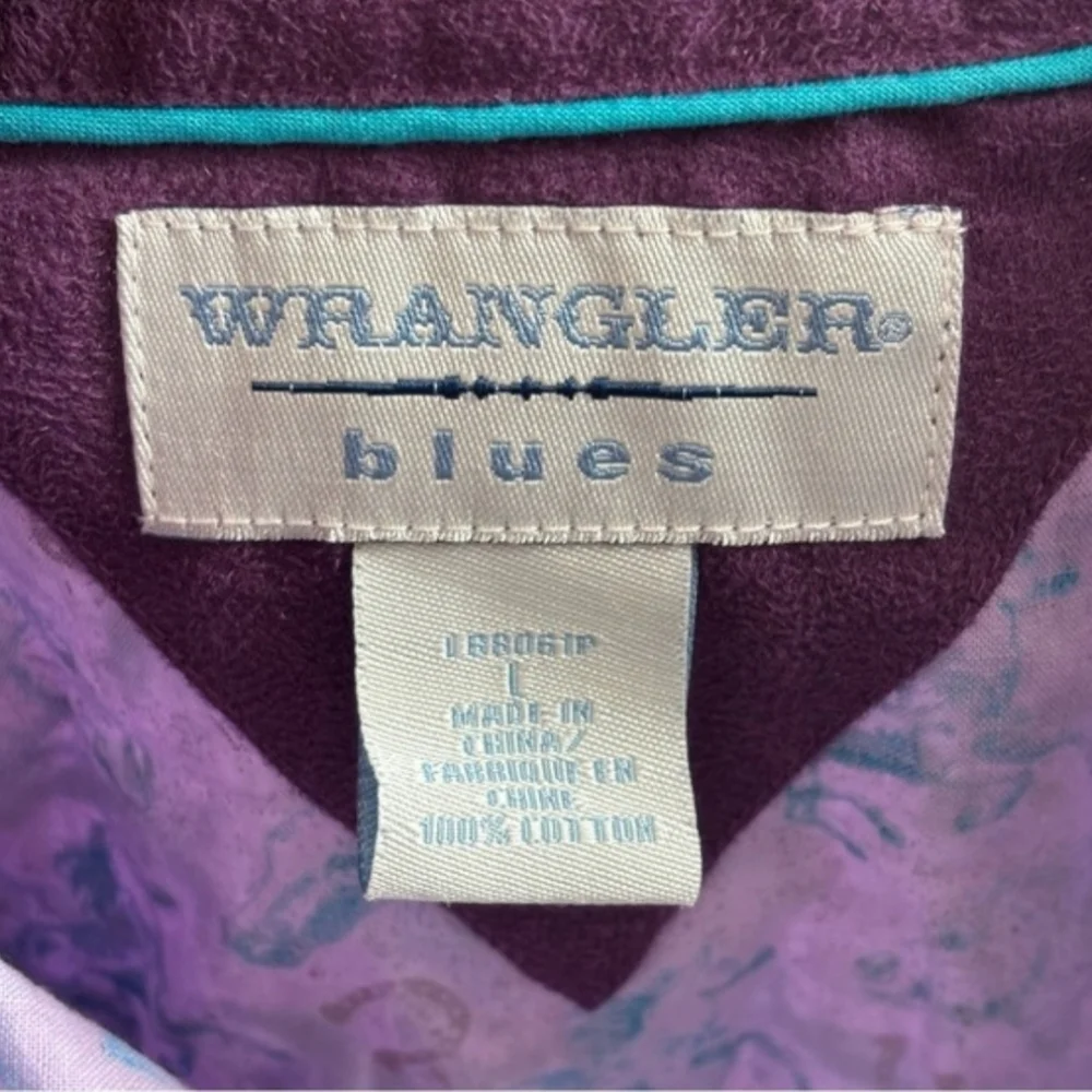 Vintage Wrangler Equestrian Long Sleeve Button Purple Size Large - Picture 7 of 7